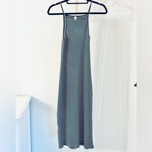 American Apparel Striped High-Neck Midi Bodycon Dress Cotton Blend, Size M